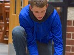 Sophomore Ty Rebber prepares to test his rubberband car